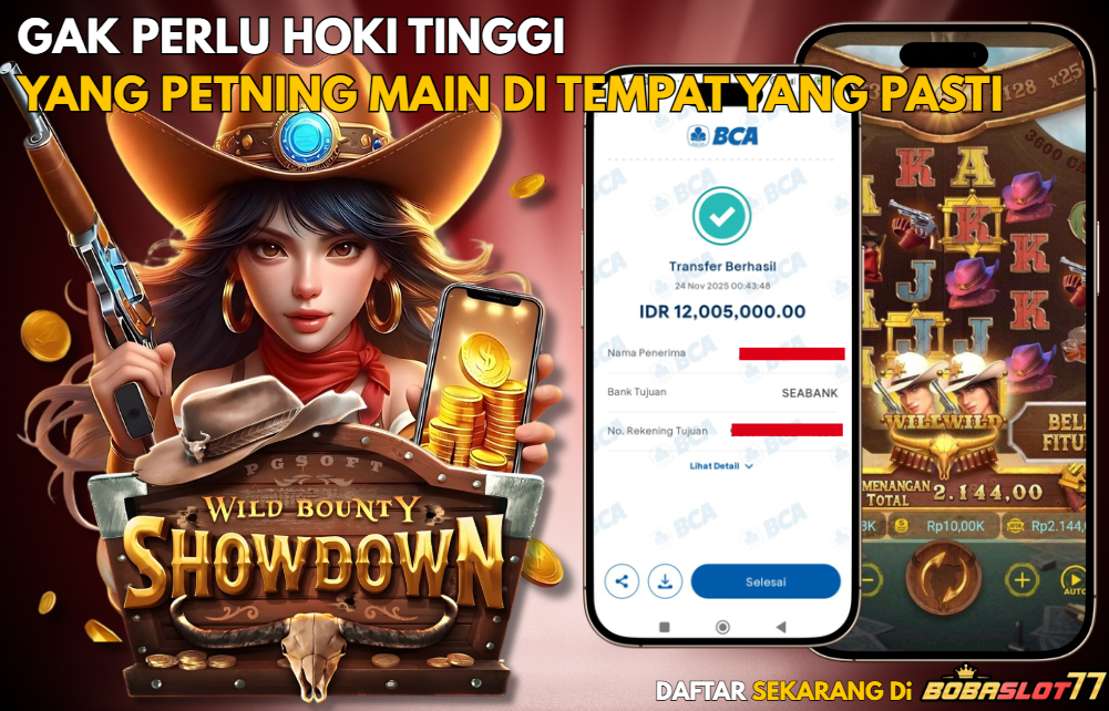 Selamat kepada user id : do***i Wede Rp 12.005.000 di Game WILD BOUNTY SHOWDOWN PG SOFT Cair Gk Sampe 1 Menit! Menang Mudah di Bobaslot77